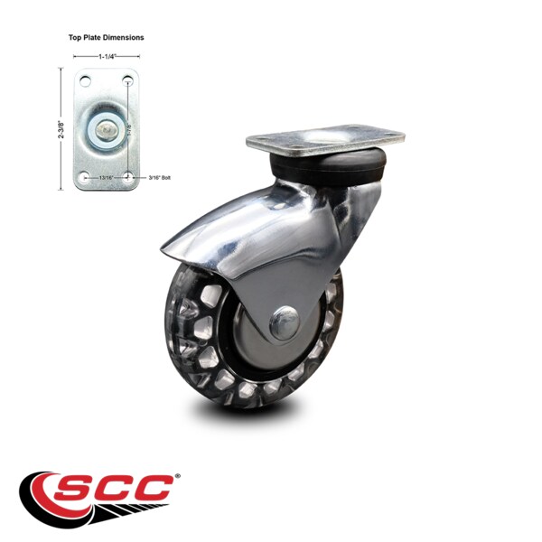 3 Inch Bright Chrome Hooded Polyurethane Top Plate Caster